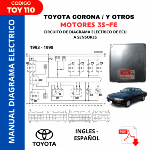 Manual de Diagrama Eléctrico Toyota Corona Motor 3S-FE Año 1993 - 1998 Código. TOY110